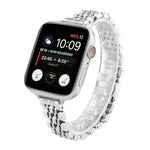 Schmales Taillen-Sieben-Perlen-Edelstahlarmband für Apple Watch Series 6 & SE &, für Apple Watch Ultra 49mm / Series 8&7 45mm / SE 2&6&SE&5&4 44mm / 3&2&1 42mm, für Apple Watch Series 7 41mm / 6 & SE & 5 & 4 40mm / 3 & 2 & 1 38mm