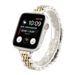 Schmale Taille Sieben Perlen Edelstahl Armband für Apple Watch Series 6 & SE &, für Apple Watch Series 7 45 mm / 6 & SE & 5 & 4 44 mm / 3 & 2 & 1 42 mm, für Apple Watch Series 8 & 7 41 mm / SE 2 & 6 & SE & 5 & 4 40 mm / 3 & 2 & 1 38 mm