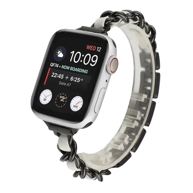 Kleines Taillen-Sieben-Perlen-Edelstahlarmband für Apple Watch Series 6 & SE &, für Apple Watch Ultra 49mm / Series 8&7 45mm / SE 2&6&SE&5&4 44mm / 3&2&1 42mm, für Apple Watch Series 8&7 41mm / SE 2&6&SE&5&4 40mm / 3&2&1 38mm