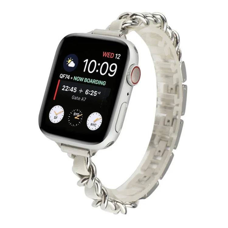 Kleines Taillen-Sieben-Perlen-Edelstahlarmband für Apple Watch Series 6 & SE &, für Apple Watch Ultra 49mm / Series 8&7 45mm / SE 2&6&SE&5&4 44mm / 3&2&1 42mm, für Apple Watch Series 8&7 41mm / SE 2&6&SE&5&4 40mm / 3&2&1 38mm
