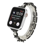 Kleines Taillen-Sieben-Perlen-Edelstahlarmband für Apple Watch Series 6 & SE &, für Apple Watch Ultra 49mm / Series 8&7 45mm / SE 2&6&SE&5&4 44mm / 3&2&1 42mm, für Apple Watch Series 8&7 41mm / SE 2&6&SE&5&4 40mm / 3&2&1 38mm