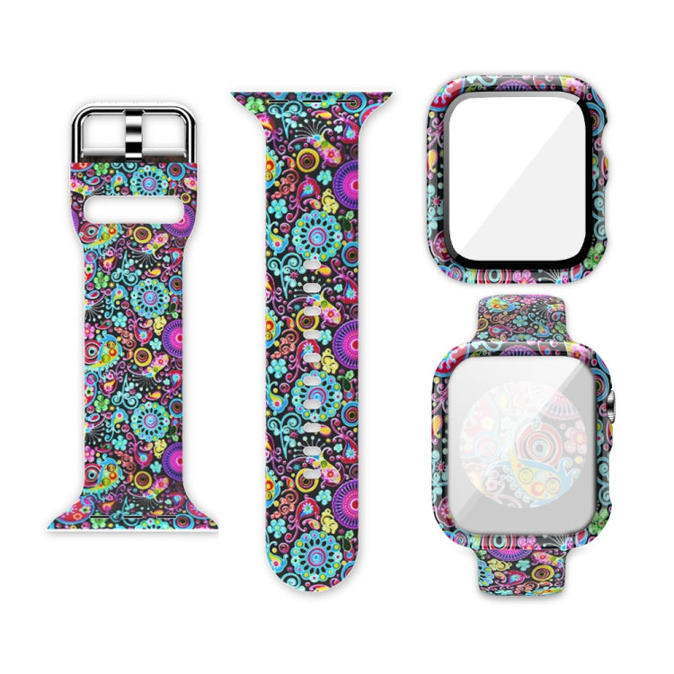 Silikon-Druck integriertes Ersatz-Uhrengehäuse-Armband, für Apple Watch Series 6 / 5 / 4 / Watch SE 44mm, für Apple Watch Series 6 / 5 / 4 / Watch SE 40mm, für Apple Watch Series 3 & 2 & 1 42mm