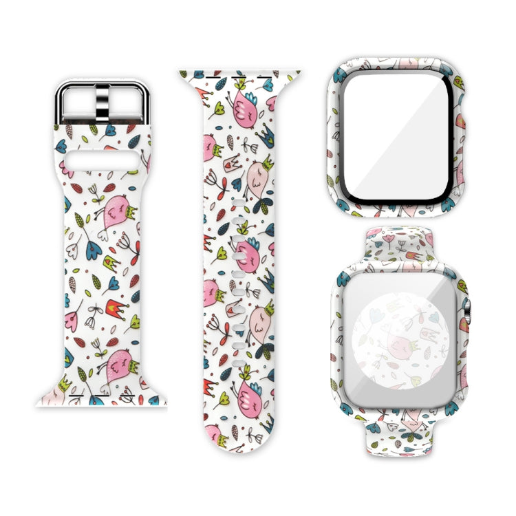 Silikon-Druck integriertes Ersatz-Uhrengehäuse-Armband, für Apple Watch Series 6 / 5 / 4 / Watch SE 44mm, für Apple Watch Series 6 / 5 / 4 / Watch SE 40mm, für Apple Watch Series 3 & 2 & 1 42mm