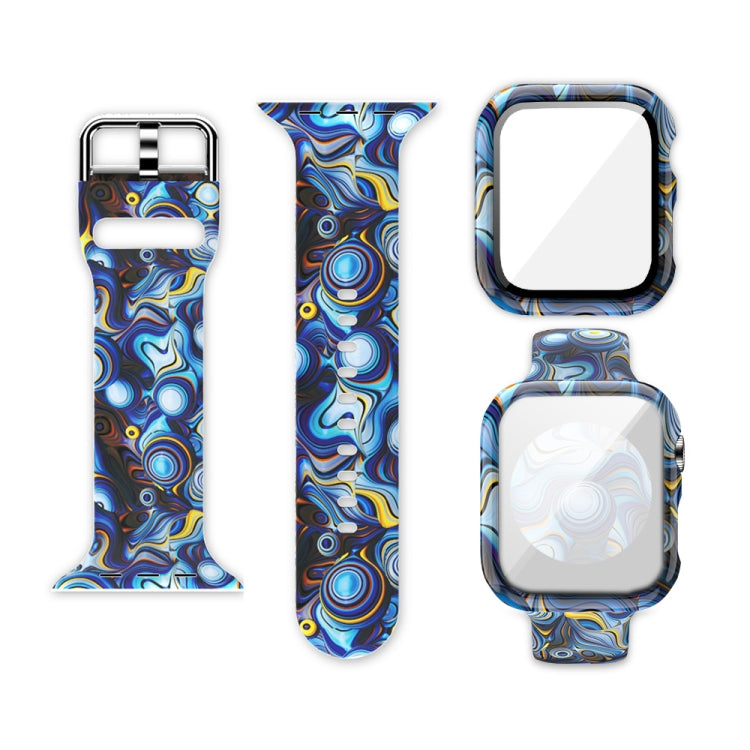 Silikon-Druck integriertes Ersatz-Uhrengehäuse-Armband, für Apple Watch Series 6 / 5 / 4 / Watch SE 44mm, für Apple Watch Series 6 / 5 / 4 / Watch SE 40mm, für Apple Watch Series 3 & 2 & 1 42mm