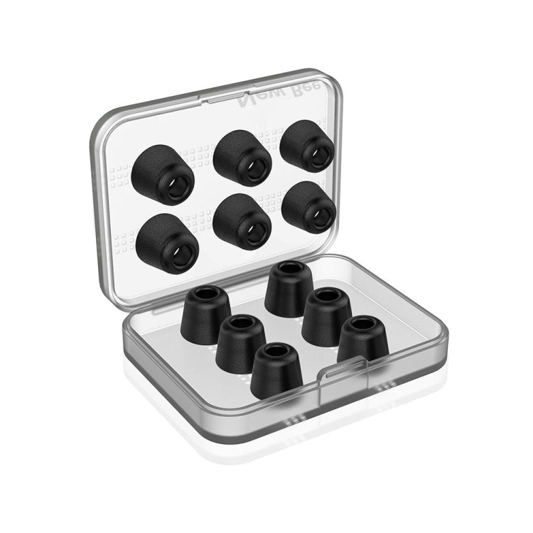 6 Paare New Bee NB-M1 langsam rückfedernde Memory-Schaum-Ohrkappen mit Aufbewahrungsbox, geeignet für 5mm-7mm Kopfhörerstecker, Memory-Schaum Schwarz, Memory-Schaum Rot, Silikon & Memory-Schaum Grau