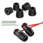 6 Paare New Bee NB-M1 langsam rückfedernde Memory-Schaum-Ohrkappen mit Aufbewahrungsbox, geeignet für 5mm-7mm Kopfhörerstecker, Memory-Schaum Schwarz, Memory-Schaum Rot, Silikon & Memory-Schaum Grau