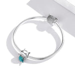 S925 Sterling Silber Katzen-Meerjungfrauen-Perlen DIY Armband Halskette Accessoires, Katzen-Meerjungfrau