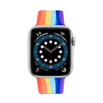 Rainbow Silicone Strap Watchband For Apple Watch Series, 7 45mm / 6 & SE & 5 & 4 44mm / 3 & 2 & 1 42mm, 7 41mm / 6 & SE & 5 & 4 40mm / 3 & 2 & 1 38mm