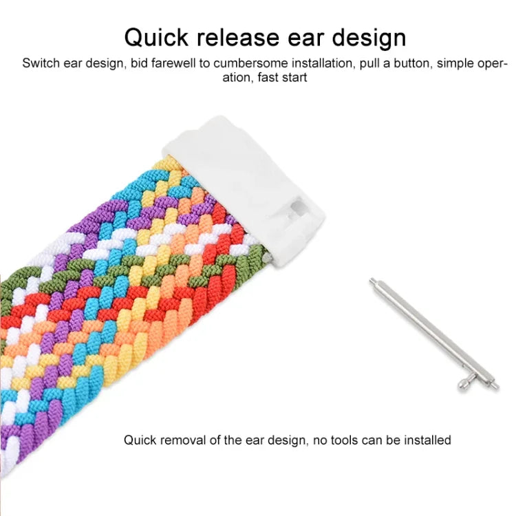 For Samsung Galaxy Watch 42mm Adjustable Nylon Braided Elasticity Replacement Strap Watchband, 165mm