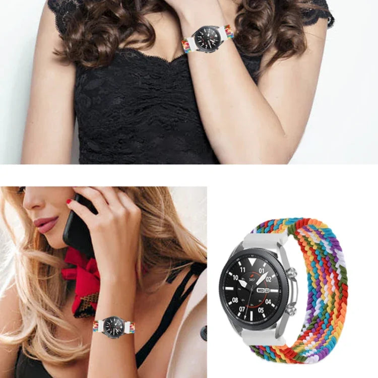 For Samsung Galaxy Watch 46mm Adjustable Nylon Braided Elasticity Replacement Strap Watchband, 165mm
