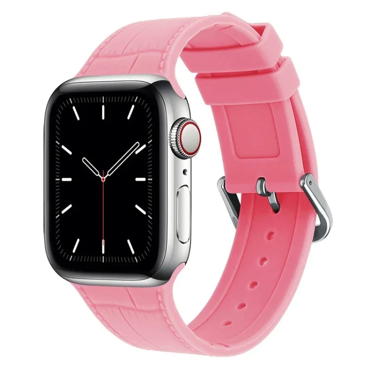 Ersatzarmband aus Silikon mit Bambusgelenk, passend für Apple Watch Series 7 (41 mm), 6, SE, 5 und 4 (40 mm) sowie für Apple Watch Series 7 (45 mm), 6, SE, 5 und 4 (44 mm).