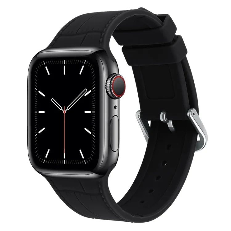 Ersatzarmband aus Silikon mit Bambusgelenk, passend für Apple Watch Series 7 (41 mm), 6, SE, 5 und 4 (40 mm) sowie für Apple Watch Series 7 (45 mm), 6, SE, 5 und 4 (44 mm).
