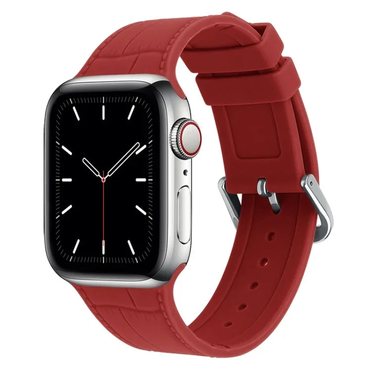 Ersatzarmband aus Silikon mit Bambusgelenk, passend für Apple Watch Series 7 (41 mm), 6, SE, 5 und 4 (40 mm) sowie für Apple Watch Series 7 (45 mm), 6, SE, 5 und 4 (44 mm).