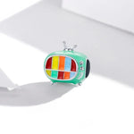 S925 Sterling Silber Mini-Farbfernseher-Perlen DIY Armband Halskette Zubehör, Mini-Farbfernseher