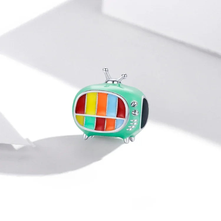 S925 Sterling Silber Mini-Farbfernseher-Perlen DIY Armband Halskette Zubehör, Mini-Farbfernseher
