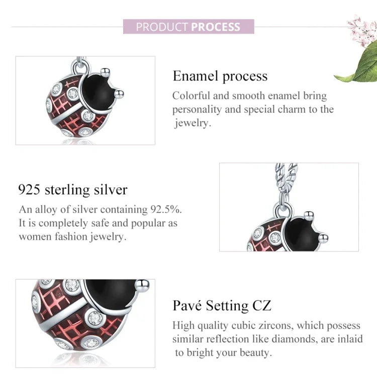Marienkäfer-Anhänger aus 925er Sterlingsilber – DIY-Armband- und Halskettenzubehör