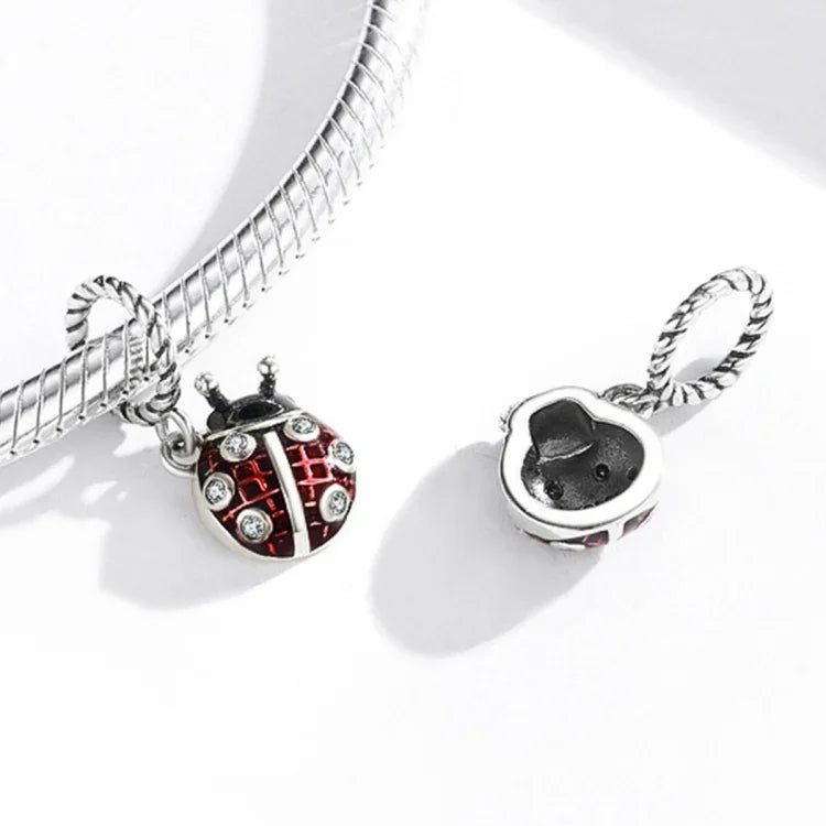 Marienkäfer-Anhänger aus 925er Sterlingsilber – DIY-Armband- und Halskettenzubehör