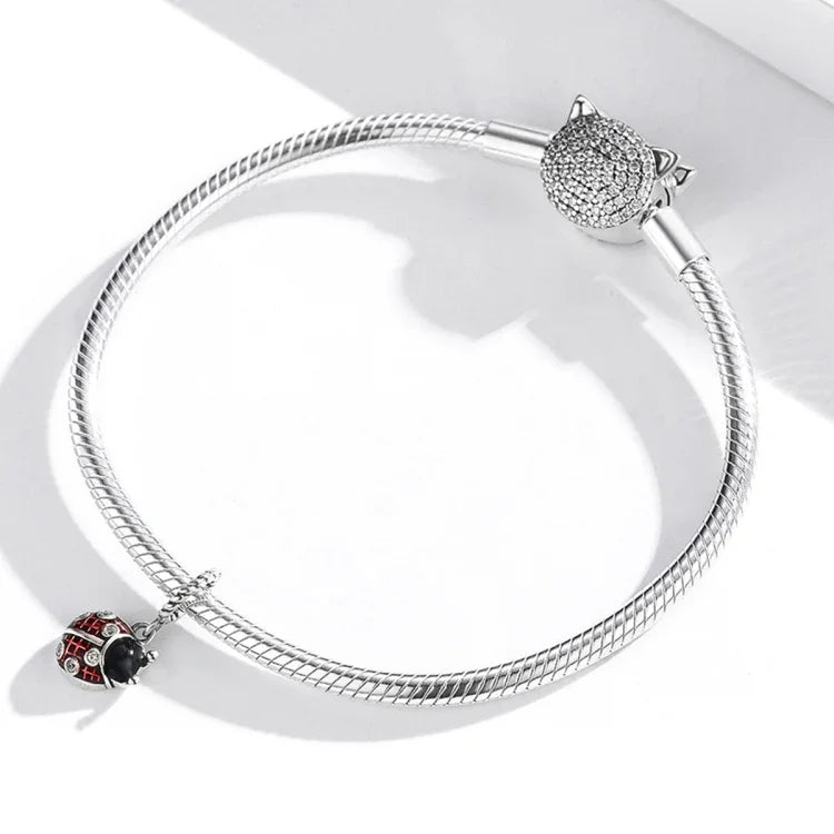 Marienkäfer-Anhänger aus 925er Sterlingsilber – DIY-Armband- und Halskettenzubehör