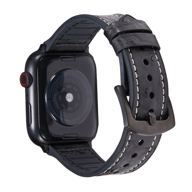Ersatzarmbänder aus Straußenleder für Apple Watch Series 7 (45 mm), 6, SE, 5, 4 (44 mm), 3, 2, 1 (42 mm), 7 (41 mm), 6, SE, 5, 4 (40 mm) und 3, 2, 1 (38 mm)
