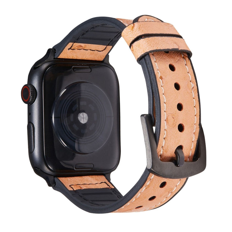 Ersatzarmbänder aus Straußenleder für Apple Watch Series 7 (45 mm), 6, SE, 5, 4 (44 mm), 3, 2, 1 (42 mm), 7 (41 mm), 6, SE, 5, 4 (40 mm) und 3, 2, 1 (38 mm)