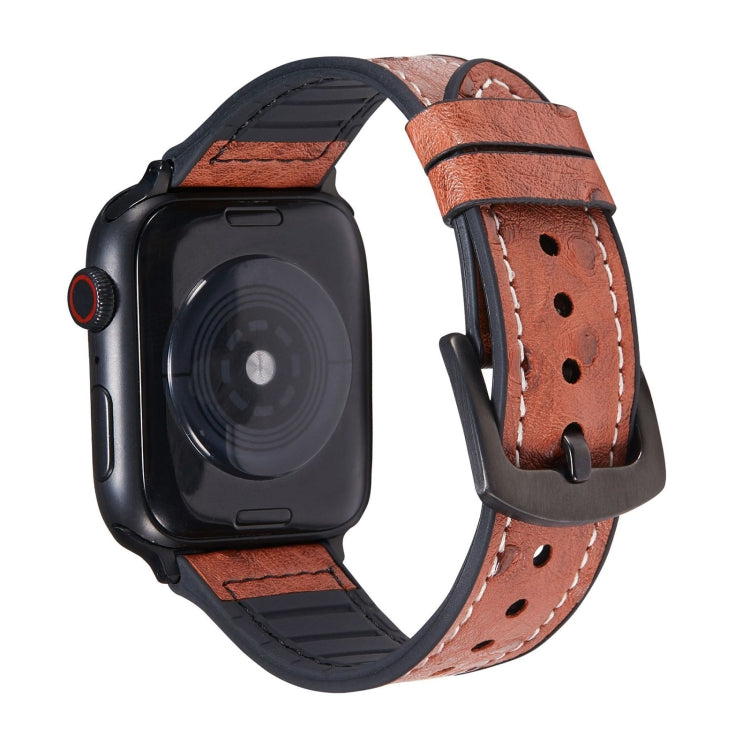Ersatzarmbänder aus Straußenleder für Apple Watch Series 7 (45 mm), 6, SE, 5, 4 (44 mm), 3, 2, 1 (42 mm), 7 (41 mm), 6, SE, 5, 4 (40 mm) und 3, 2, 1 (38 mm)
