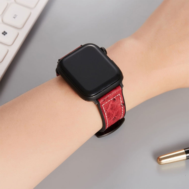 Ersatzarmbänder aus Straußenleder für Apple Watch Series 7 (45 mm), 6, SE, 5, 4 (44 mm), 3, 2, 1 (42 mm), 7 (41 mm), 6, SE, 5, 4 (40 mm) und 3, 2, 1 (38 mm)