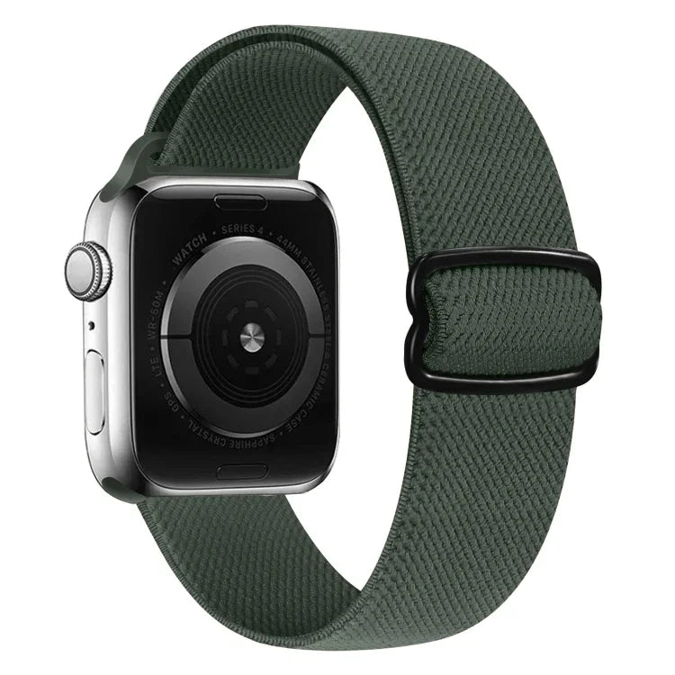 8-shaped buckle nylon replacement strap for Apple Watch, featuring soft material and stylish design.