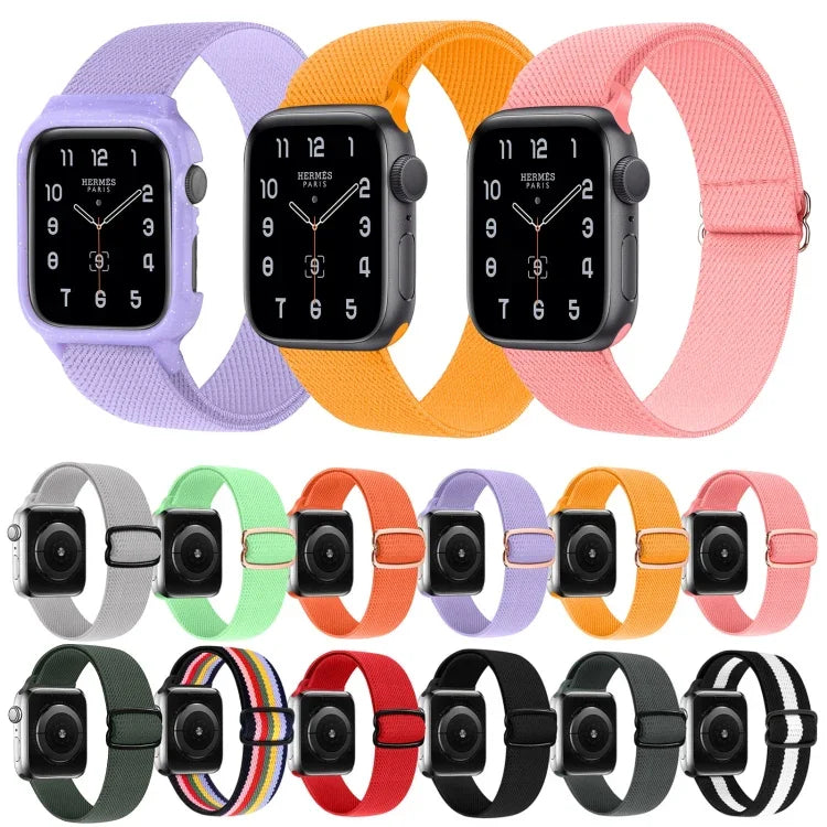 Nylon-Ersatzarmband mit 8-förmiger Schnalle, passend für Apple Watch Series 9, 8 und 7 (41 mm), SE 3, SE 2, 6, SE, 5 und 4 (40 mm), 3, 2 und 1 (38 mm) sowie für Apple Watch Series 7 (45 mm), 6, SE, 5 und 4 (44 mm).