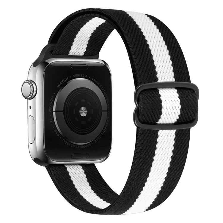 Nylon-Ersatzarmband mit 8-förmiger Schnalle, passend für Apple Watch Series 9, 8 und 7 (41 mm), SE 3, SE 2, 6, SE, 5 und 4 (40 mm), 3, 2 und 1 (38 mm) sowie für Apple Watch Series 7 (45 mm), 6, SE, 5 und 4 (44 mm).