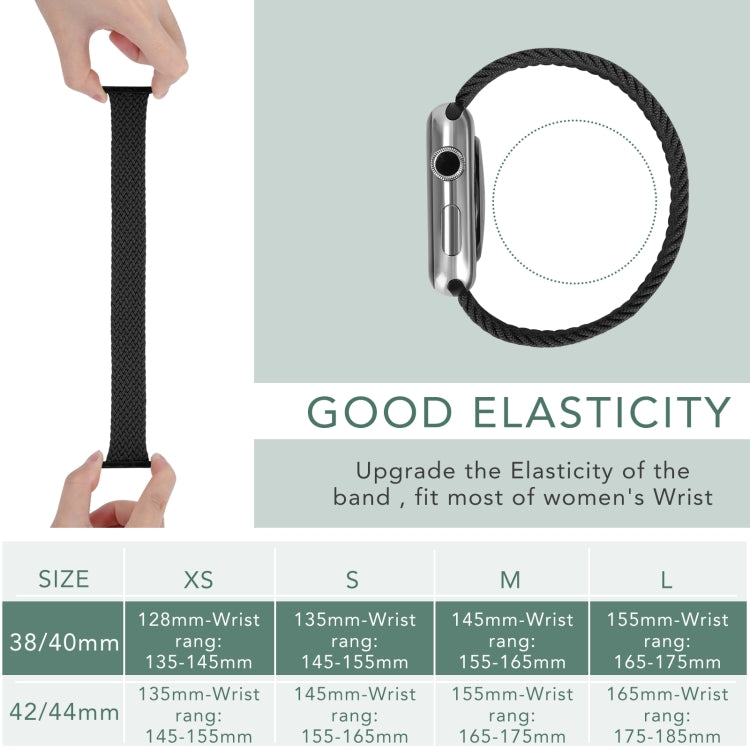 Metallkopf geflochtenes Nylon einfarbig Ersatzarmband Uhrenarmband für Apple Watch Series 6 & SE & 5 & 4 40mm / 3 & 2 & 1 38mm, XS 128mm, S 135mm, M 145mm