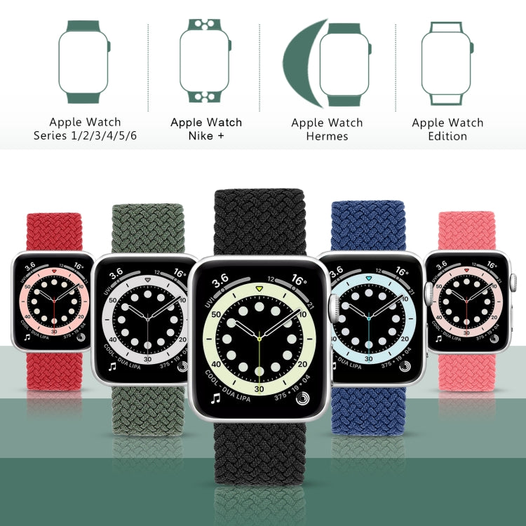 Metallkopf geflochtenes Nylon einfarbig Ersatzarmband Uhrenarmband für Apple Watch Series 6 & SE & 5 & 4 40mm / 3 & 2 & 1 38mm, XS 128mm, S 135mm, M 145mm