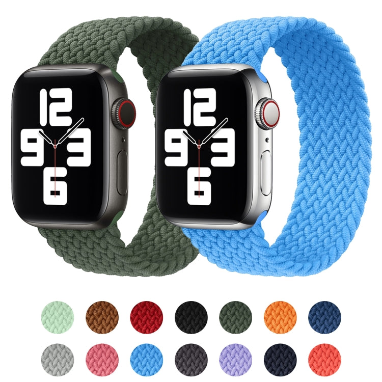 Metallkopf geflochtenes Nylon einfarbiges Ersatzarmband Uhrenarmband für Apple Watch Series 6 & SE & 5 & 4 44mm / 3 & 2 & 1 42mm, XS 135mm, S 145mm, M 155mm