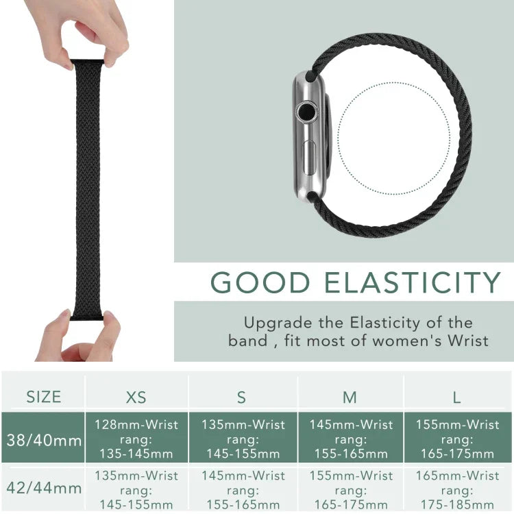Metal Head Braided Nylon Solid Color Replacement Strap Watchband For Apple Watch Series 6 & SE & 5 & 4 44mm / 3 & 2 & 1 42mm, L 165mm