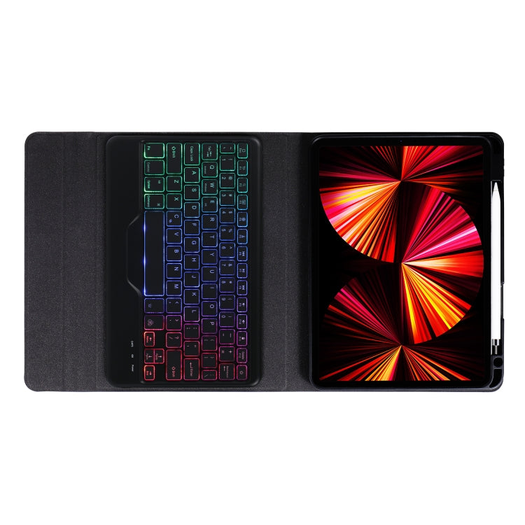 B011S Teilbare Hintergrundbeleuchtete Bluetooth Tastatur Lederhülle mit Dreieckshalter & Stifthalter, Für iPad 9,7 2018 & 2017 / Pro 9,7 / Air 2, Für iPad 10,2 2020 & 2019 / Pro 10,5 Zoll / Air 3 10,5 Zoll