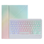 B011S Teilbare Hintergrundbeleuchtete Bluetooth Tastatur Lederhülle mit Dreieckshalter & Stifthalter, Für iPad 9,7 2018 & 2017 / Pro 9,7 / Air 2, Für iPad 10,2 2020 & 2019 / Pro 10,5 Zoll / Air 3 10,5 Zoll