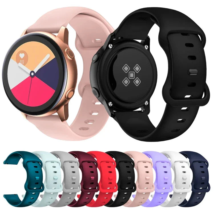 Silikon-Ersatzarmband mit Schmetterlingsverschluss, 20 mm für Samsung Galaxy Watch Active 3 (41 mm), 22 mm für Samsung Galaxy Watch Active 3 (45 mm)