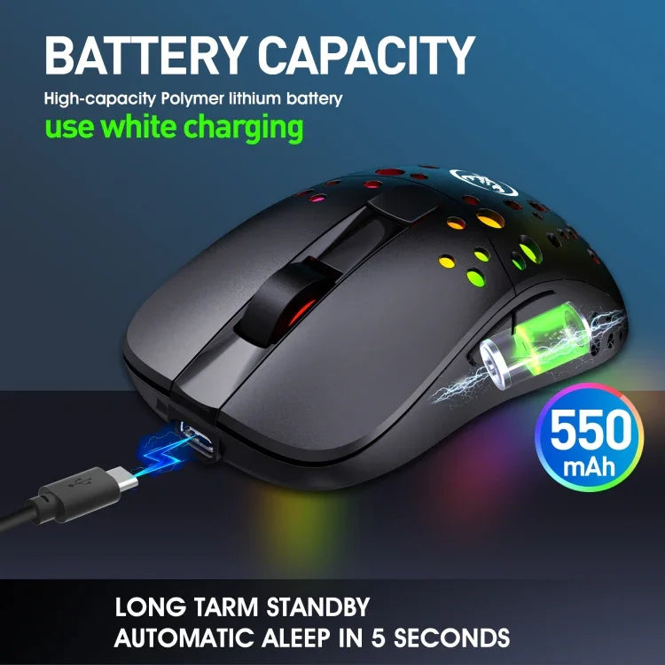 HXSJ T100 10000 DPI RGB Makro-Definition Kabelgebundene kabellose Dual-Modus-Maus