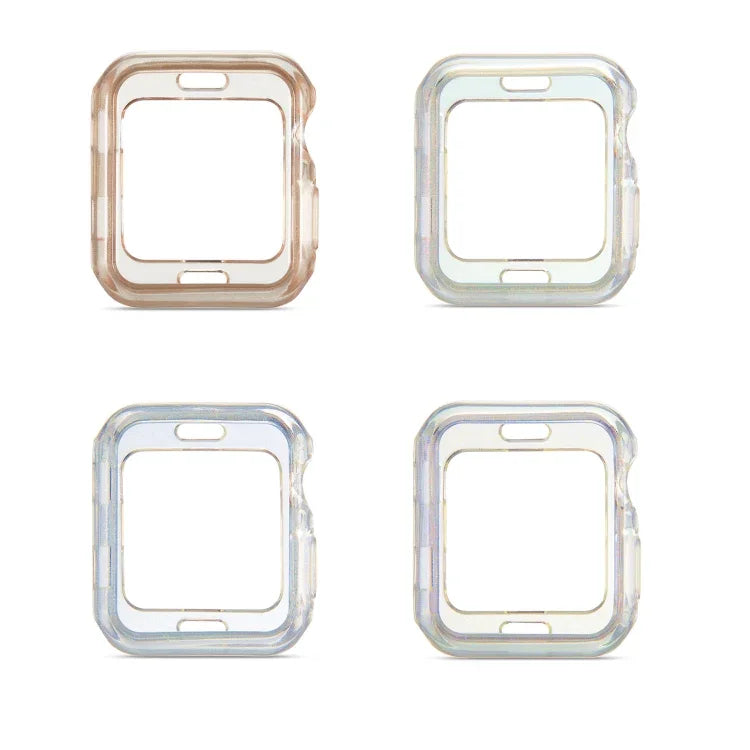 Schutzhülle aus TPU mit Glitzerpuder-Effekt, passend für Apple Watch Series 6 / 5 / 4 / Watch SE (44 mm), Apple Watch Series 3 &amp; 2 &amp; 1 (42 mm), Apple Watch Series 6 / 5 / 4 / Watch SE (40 mm) und Apple Watch Series 3 &amp; 2 &amp; 1 (38 mm).