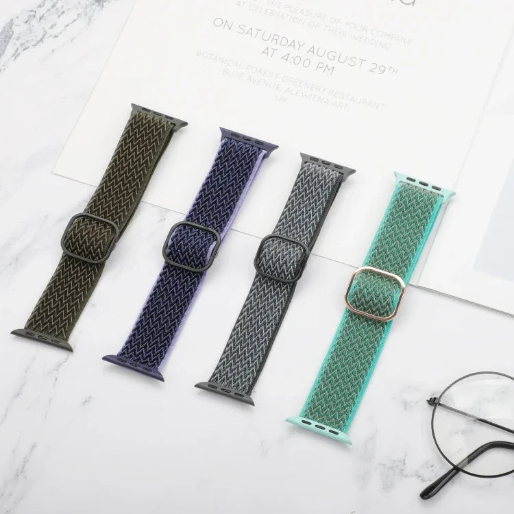 Nylon-Ersatzarmbänder mit Wellenstruktur für Apple Watch Series 7 (45 mm), 6, SE, 5, 4 (44 mm), 3, 2, 1 (42 mm), 7 (41 mm), 6, SE, 5, 4 (40 mm) und 3, 2, 1 (38 mm)