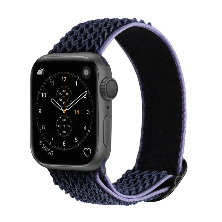 Nylon-Ersatzarmbänder mit Wellenstruktur für Apple Watch Series 7 (45 mm), 6, SE, 5, 4 (44 mm), 3, 2, 1 (42 mm), 7 (41 mm), 6, SE, 5, 4 (40 mm) und 3, 2, 1 (38 mm)