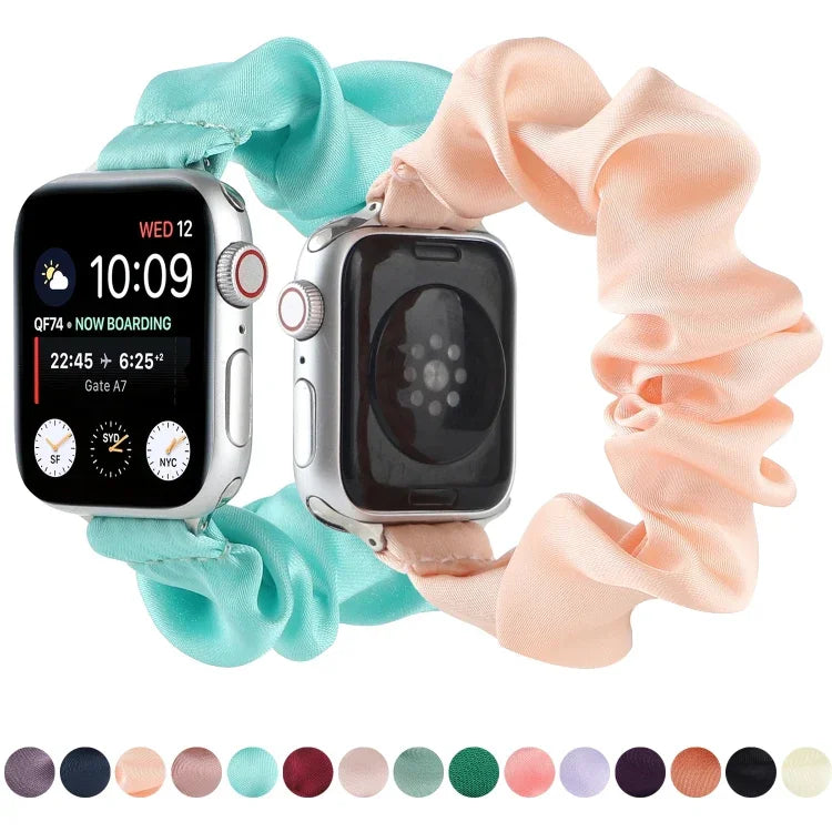 Scarf Hair Tie Replacement Watchbands For Apple Watch Series, 7 45mm / 6 & SE & 5 & 4 44mm / 3 & 2 & 1 42mm, 7 41mm / 6 & SE & 5 & 4 40mm / 3 & 2 & 1 38mm