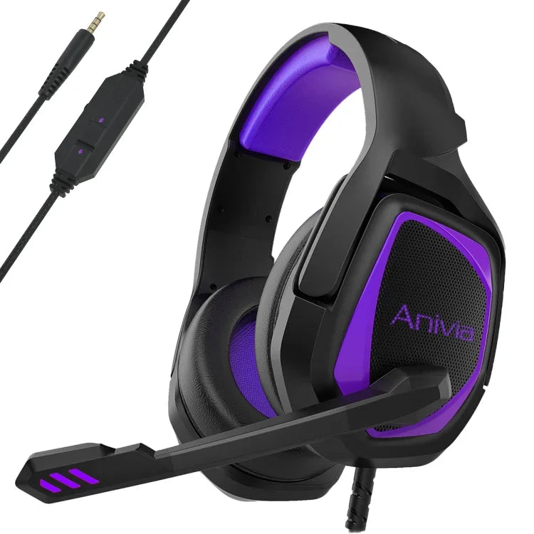 Anivia MH602 kabelgebundenes 3,5-mm-Gaming-Headset mit Mikrofon, MH602 (Schwarz Rot), MH602 (Schwarz Blau), MH602 (Schwarz Lila)