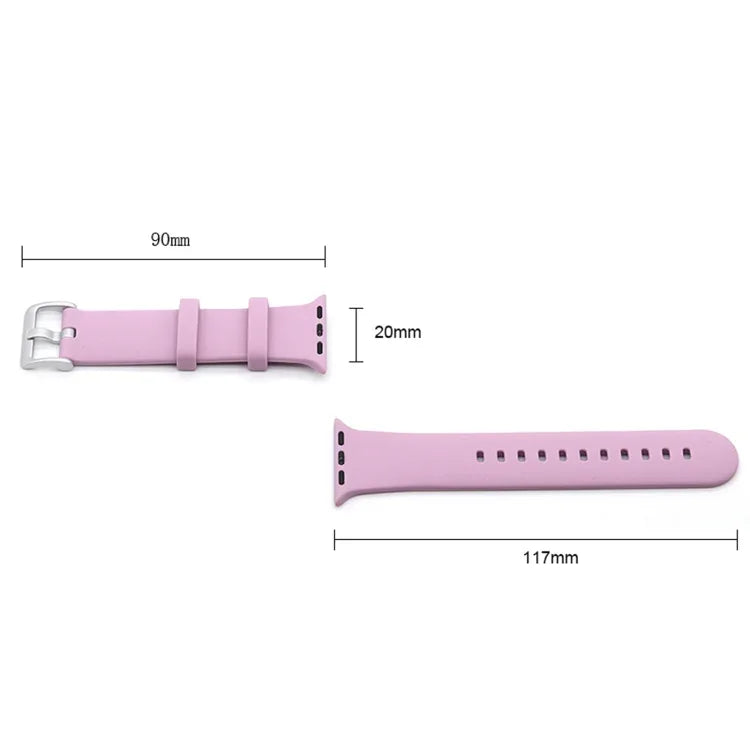 Silikon-Ersatzarmband mit silberner Dornschließe, passend für Apple Watch Series 7 (41 mm), 6, SE, 5 und 4 (40 mm) sowie für Apple Watch Series 7 (45 mm), 6, SE, 5 und 4 (44 mm).