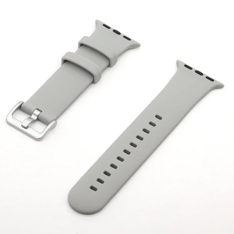 Silikon-Ersatzarmband mit silberner Dornschließe, passend für Apple Watch Series 7 (41 mm), 6, SE, 5 und 4 (40 mm) sowie für Apple Watch Series 7 (45 mm), 6, SE, 5 und 4 (44 mm).