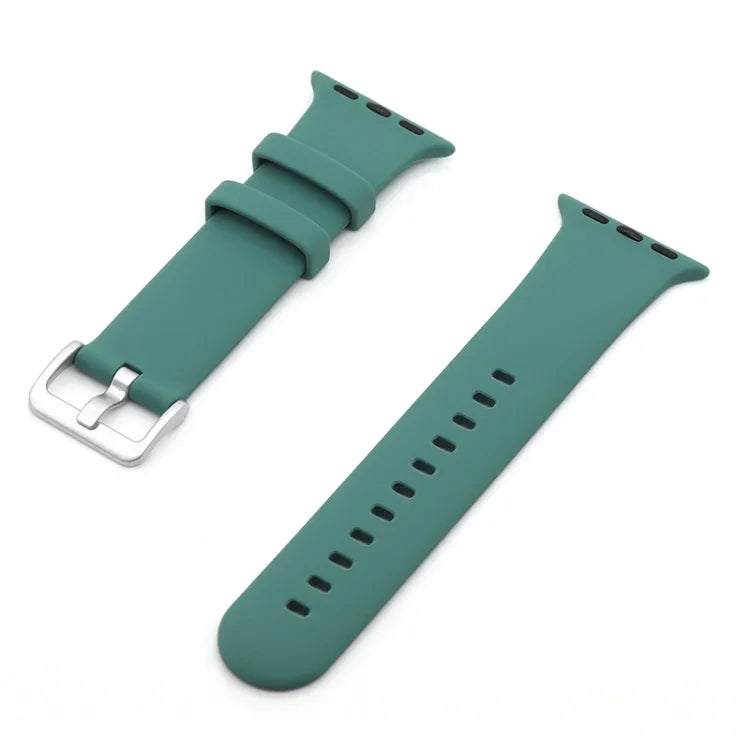 Silikon-Ersatzarmband mit silberner Dornschließe, passend für Apple Watch Series 7 (41 mm), 6, SE, 5 und 4 (40 mm) sowie für Apple Watch Series 7 (45 mm), 6, SE, 5 und 4 (44 mm).