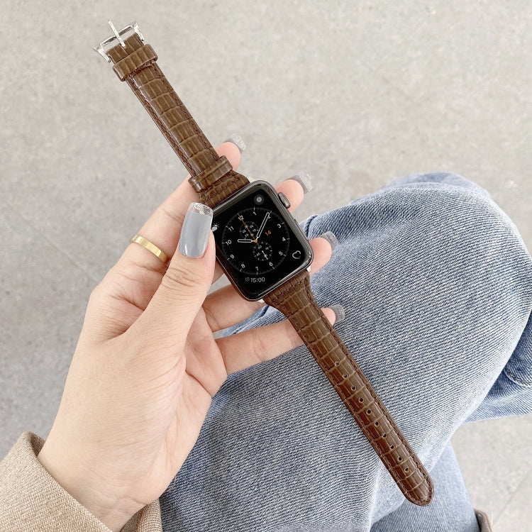 Ersatzarmband aus Krokodillederstruktur für Apple Watch Series 7 41mm / & 6 & SE & 5 & 4 40mm, für Apple Watch Series 7 45mm / & 6 & SE & 5 & 4 44mm