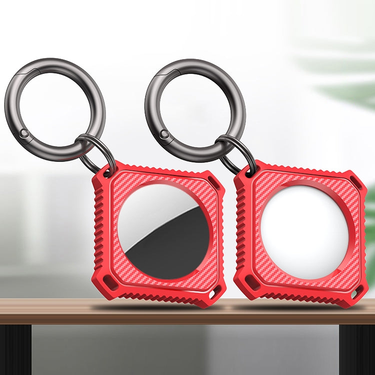 Vier Quadrat Carbonfaser Hülle mit Schlüsselanhänger Ring Für AirTag 2. Gen / AirTag 1. Gen