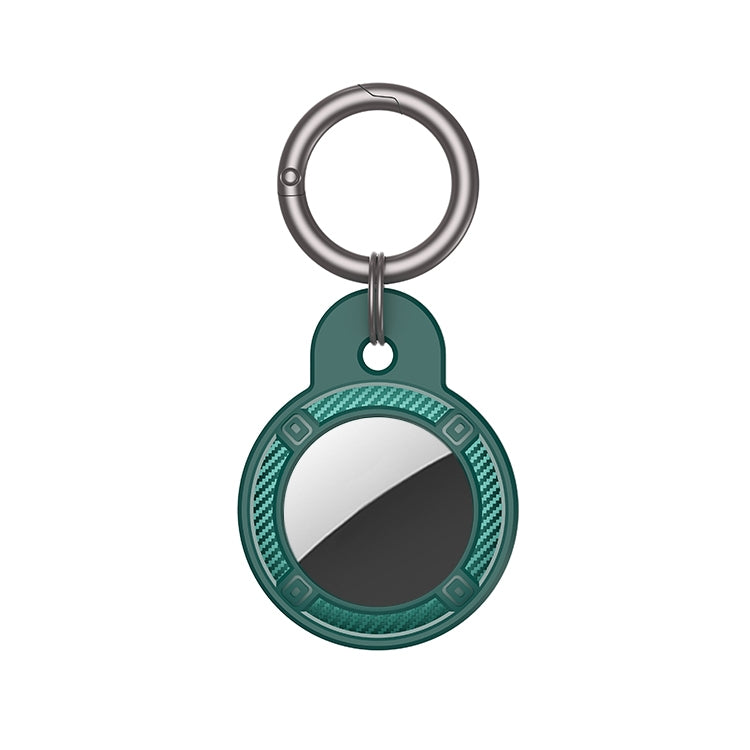 Round Shape Carbon Fiber Anti-fall Case with Keychain Ring for AirTag 2nd Gen / AirTag 1st Gen