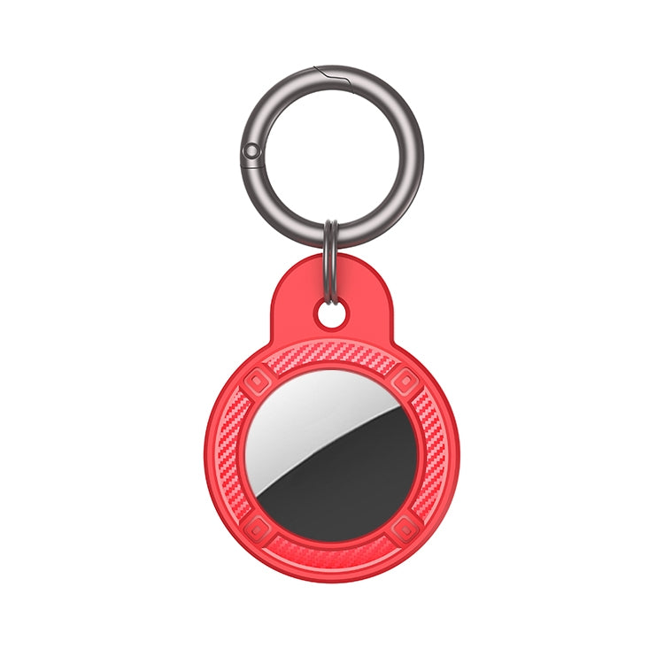 Round Shape Carbon Fiber Anti-fall Case with Keychain Ring for AirTag 2nd Gen / AirTag 1st Gen