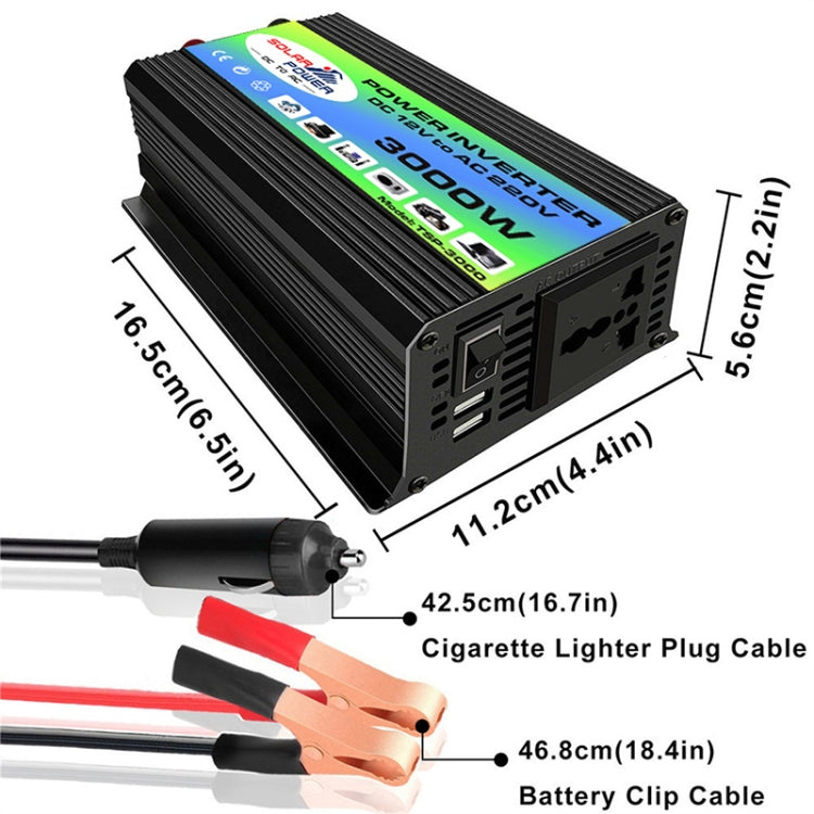 Tang I Generation 12V to 110V 3000W Intelligent Car Power Inverter with Dual USB, 12V to 110V